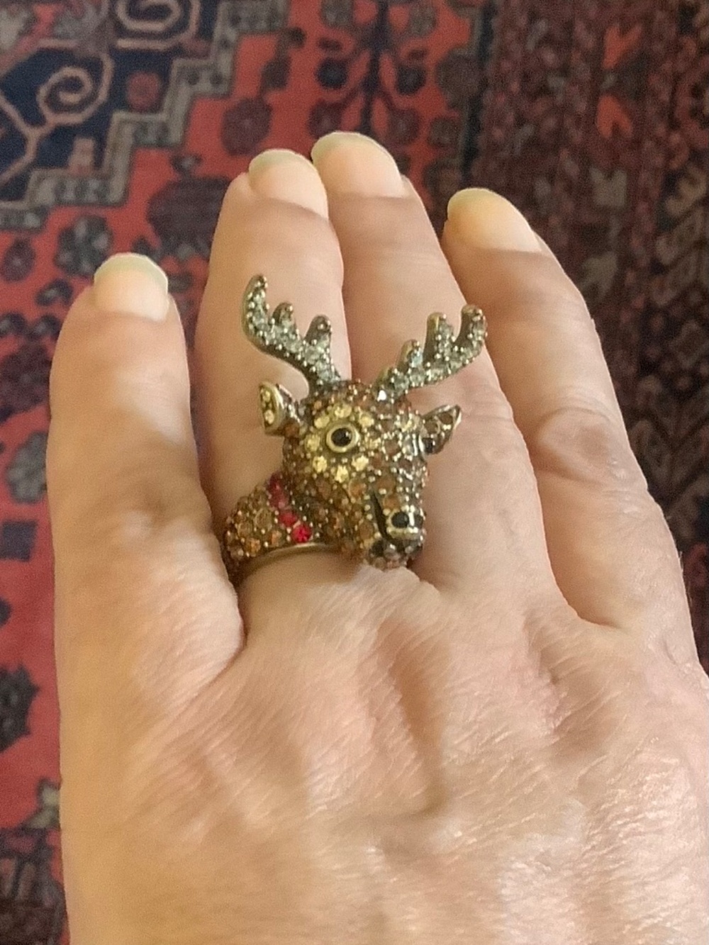 Heidi Daus Rudy Reindeer Holiday Collection Crystal Ring SZ 9 - Picture 14 of 14